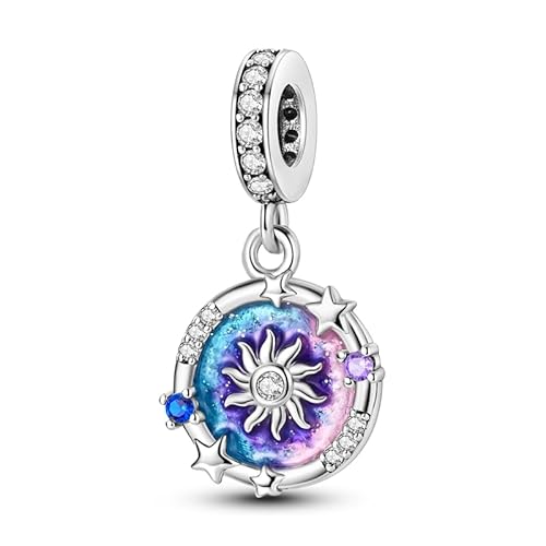 Glazed Star Disk Anhänger Charm, Charme für Armband, kompatibel mit Pandora Armband Halskette von Teleye
