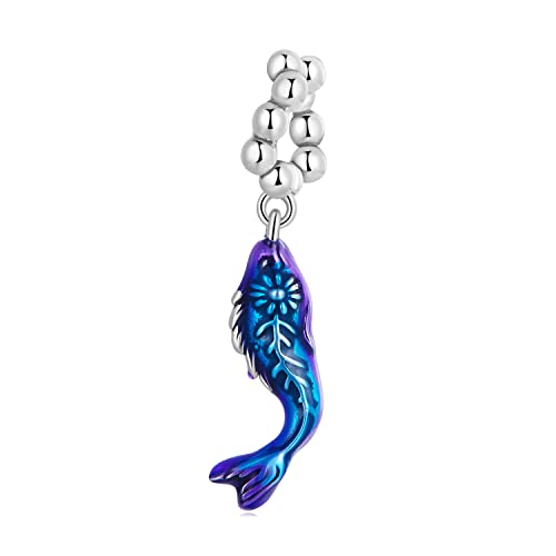 Grotesker Fisch Anhänger Charm 925 Sterling Silber Charm passend für Pandora Armband Halskette von Teleye