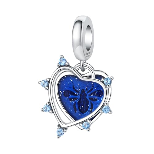 Herz blau Honeycomb Charm, Charme für Armband, kompatibel mit Pandora Armband Halskette von Teleye