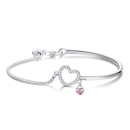 Herzförmiges Armband, 925 Sterling Silber Armband für Frauen von Teleye