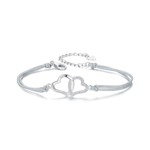 Interlocking Hearts Armband, 925 Sterling Silber Armband für Frauen von Teleye