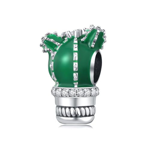 Kaktus Perlen Charme, 925 Sterling Silber Charme Armband Zubehör, kompatibel mit Pandora Armband Halskette, Geschenk für Frauen von Teleye