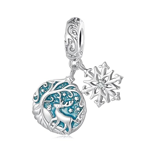 Leuchtender Elch-Anhänger-Charm aus 925er-Sterlingsilber, passend für Pandora-Armband-Halskette, SCC2661 von Teleye