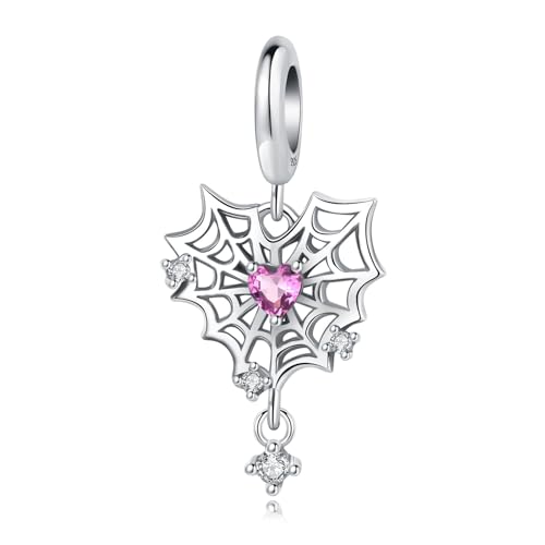 Love Spider Web Anhänger Charm, 925 Sterling Silber Charm Armband Zubehör, kompatibel mit Pandora Armband Halskette, Geschenk für Frauen von Teleye