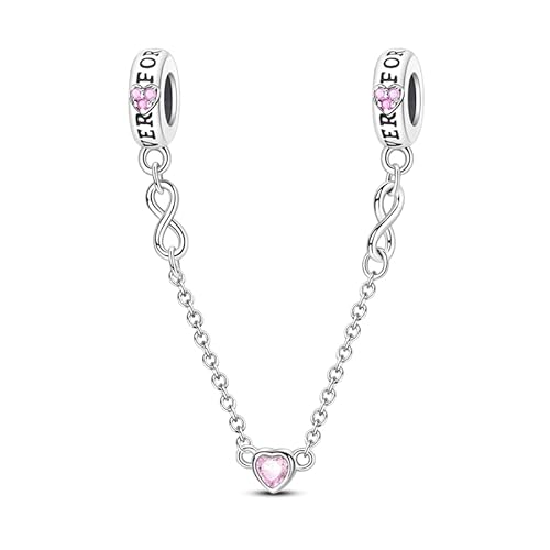 Love and Infinity Safety Chain Charm, 925 Sterling Silber Charm Armband Zubehör, Kompatibel mit Pandora Armband Halskette Love and Infinity Safety Chain Charm, 925 Sterling Silber Charm Armband Zubehör, Kompatibel mit Pandora Armband Halskette von Teleye