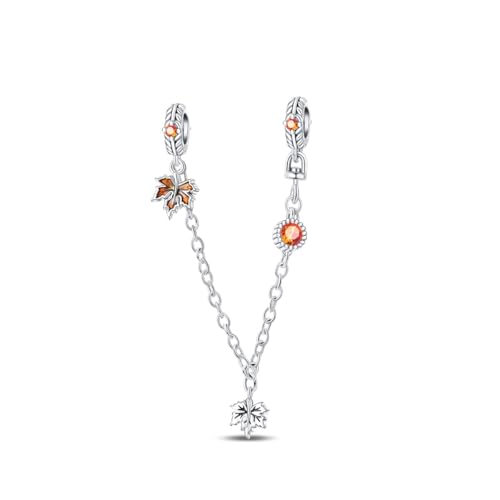 Maple Leaf Sicherheitskette Charm, Perlenarmband Charm, Fit für 3mm-4,5mm Armbänder von Teleye