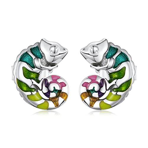 Mini Chameleon Sterling Silver Stud Earrings von Teleye