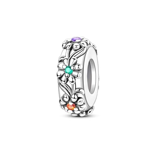 Multi-Color Daisy Plug-Style Lobe Support Clip Charm, echte 925 Sterling Silber Perlen Charm, kompatibel mit Pandora Armband Multi-Color Daisy Plug-Style Lobe Support Clip Charm, echte 925 Sterling Silber Perlen Charm, kompatibel mit Pandora Armband von Teleye