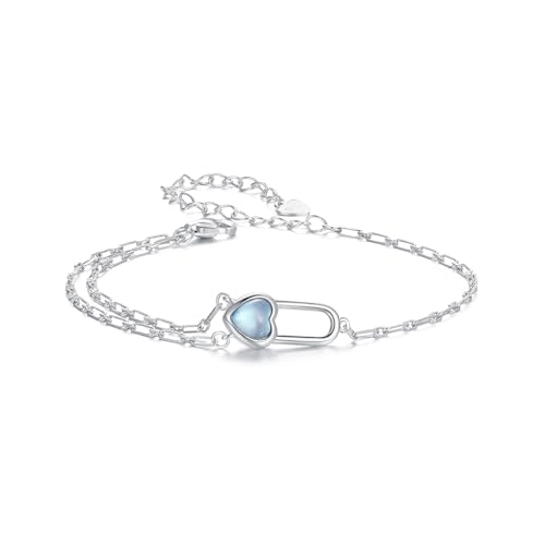 Natürliches Aqua Stein Armband, 925 Sterling Silber Armband für Frauen von Teleye