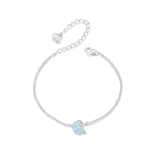 Ocean Blue Shell Charm Armband, 925 Sterling Silber Armband für Frauen von Teleye