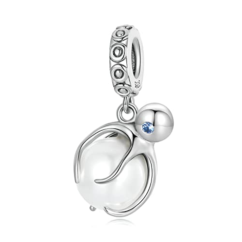 Octopus Shell Bead Anhänger Charm 925 Sterling Silber Charm passt für Pandora Armband Halskette von Teleye