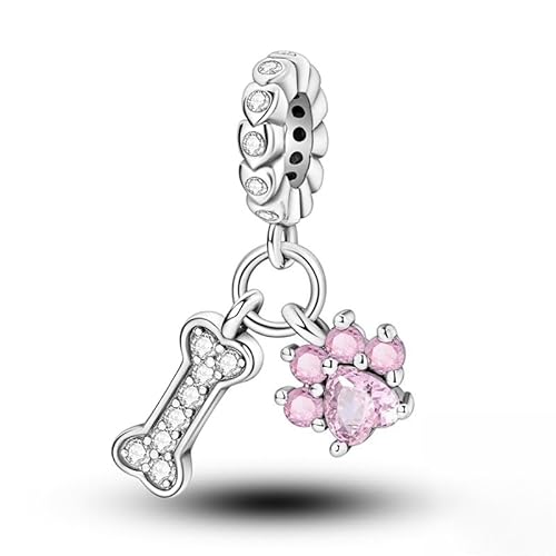 Paw Bone Anhänger Charm, 925 Sterling Silber Charm Armband Zubehör, kompatibel mit Pandora Armband Halskette von Teleye