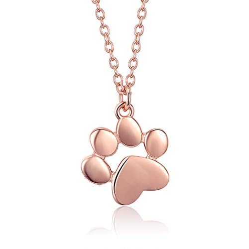 Pet Love Mark Sterling Silber Halskette - 925 Sterling Silber Minimalistische Anhänger Halskette für Frauen, verstellbare Kette (Rose Gold) von Teleye