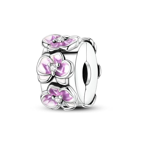 Phalaenopsis Fastener Charm, Charme für Armband, Kompatibel mit Pandora Armband Halskette von Teleye