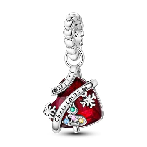 Romantische Weihnachten Herz Anhänger Charm, 925 Sterling Silber Charm Armband Zubehör, kompatibel mit Pandora Armband Halskette von Teleye