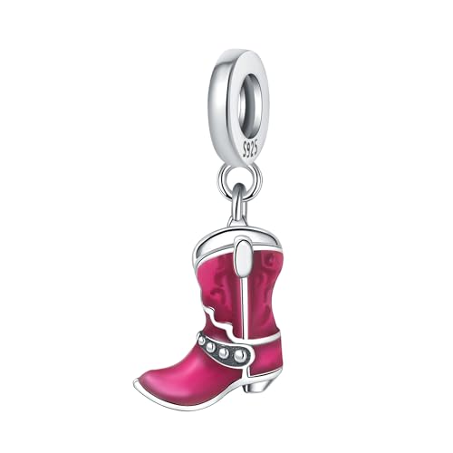 Rosa Stiefel Anhänger Charm, 925 Sterling Silber Charm Armband Zubehör, Kompatibel mit Pandora Armband Halskette Rosa Stiefel Anhänger Charm, 925 Sterling Silber Charm Armband Zubehör, Kompatibel mit Pandora Armband Halskette von Teleye