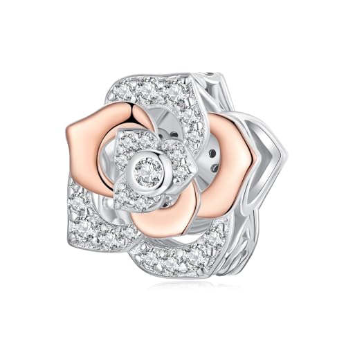 Rosen-Charm aus 925er-Sterlingsilber, passend für Pandora-Armband-Halskette, BSC1008 von Teleye