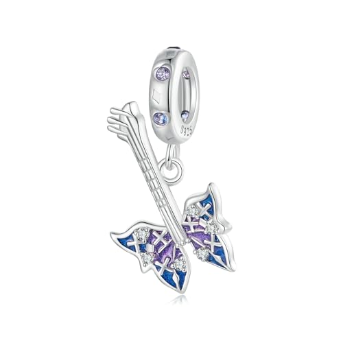 Schmetterlings-Bass-Anhänger-Charm aus 925er-Sterlingsilber, passend für Pandora-Armband-Halskette, SCC2764 von Teleye