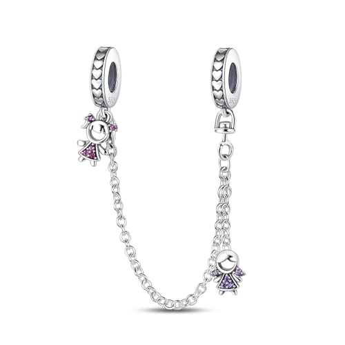 Sisters 'Safety Chain Charm, Charme für Armband, Kompatibel mit Pandora Armband Halskette von Teleye