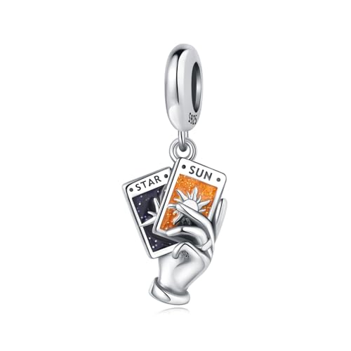 Star-Moon Tarot Card Anhänger Charm, versilbert Charm Armband Zubehör, kompatibel mit Pandora Armband Halskette, Geschenk für Frauen Star-Moon Tarot Card Anhänger Charm, versilbert Charm Armband Zubehör, kompatibel mit Pandora Armband Halskette, Geschenk für Frauen von Teleye