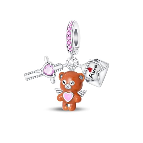 Teleye Anti - War Wish Bear Anhänger Charm, Perlenarmband Charm, Fit für 3mm-4,5mm Armbänder von Teleye