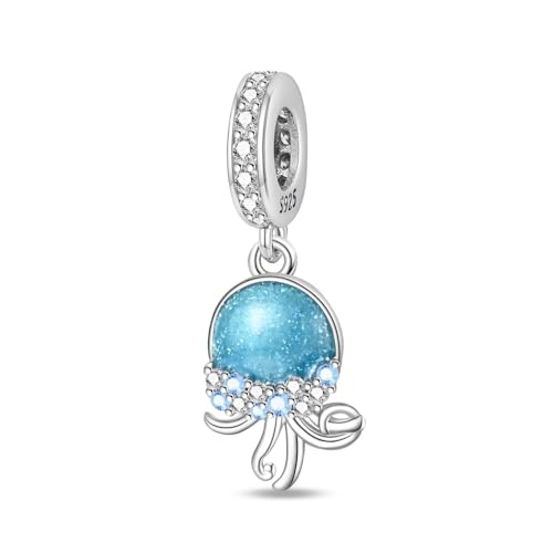 Teleye Blaue Qualle Charme, Perlenarmband Charme, Fit für 3mm-4,5mm Armbänder von Teleye