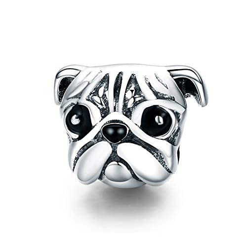 Teleye Bracelet Charm Bead Pug Puppy DIY Charm 925 Sterling Silver Fits Pandora Bracelet Necklace, European Charms Bracelet von Teleye