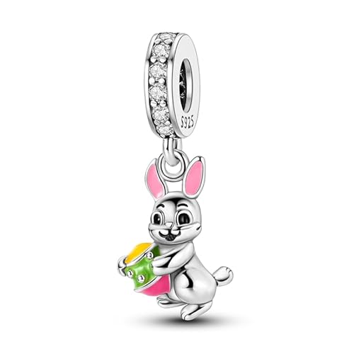 Teleye Bunny Anhänger Charm, Perlenarmband Charm, Fit für 3mm-4,5mm Armbänder von Teleye