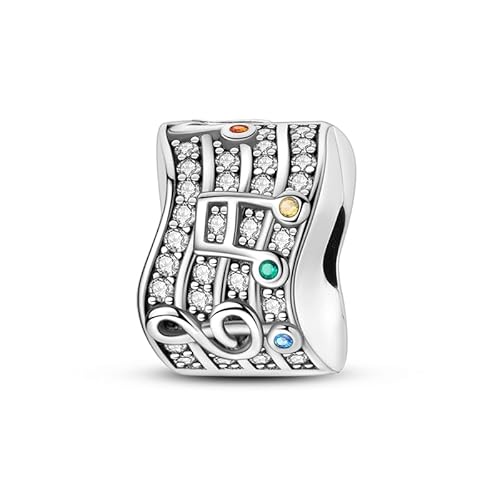 Teleye Bunte Musik Note und Staff Fixed Clamp Charm, Perlenarmband Charm, Fit für 3mm-4,5mm Armbänder von Teleye
