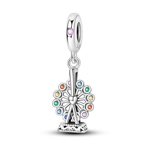 Teleye Bunte rotierende Riesenrad-Anhänger Charm, Perlenarmband Charm, Fit für 3mm-4,5mm Armbänder von Teleye