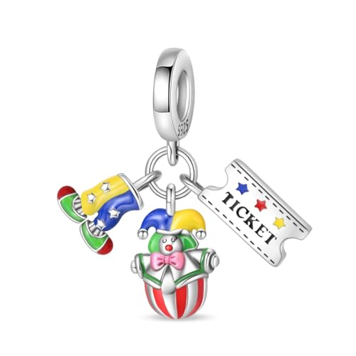 Teleye Circus Clown Dreiteiliges Set Charm, Perlenarmband Charm, passend für 3mm-4,5mm Armbänder von Teleye