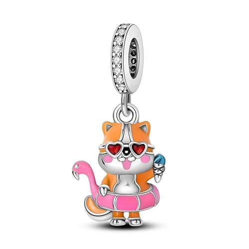 Teleye Corgi Vacation Style Anhänger Charm, Perlenarmband Charm, Fit für 3mm-4,5mm Armbänder von Teleye