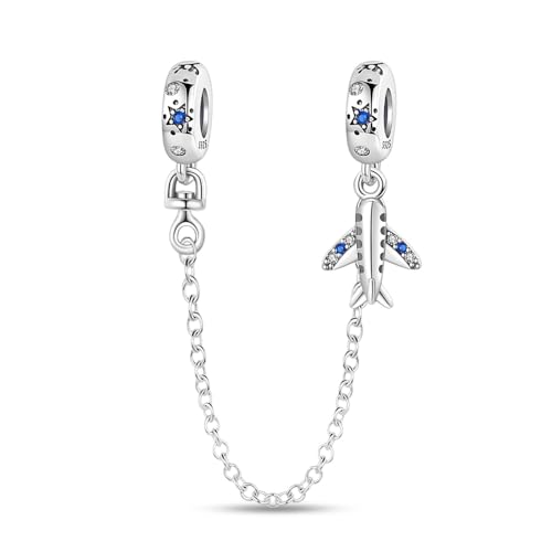 Teleye Flugzeug Sicherheitskette Charm, Perlenarmband Charm, Fit für 3mm-4,5mm Armbänder von Teleye