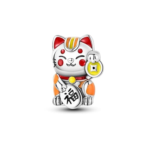 Teleye Geld - Zeichnung Katze String Bead Charm, Perlenarmband Charm, Fit für 3mm-4,5mm Armbänder Teleye Geld - Zeichnung Katze String Bead Charm, Perlenarmband Charm, Fit für 3mm-4,5mm Armbänder von Teleye