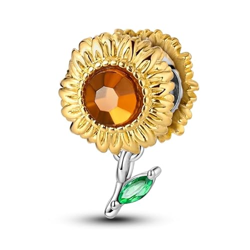 Teleye Glänzende Sonnenblume String Ornament Charm, Perlenarmband Charm, Fit für 3mm-4,5mm Armbänder von Teleye