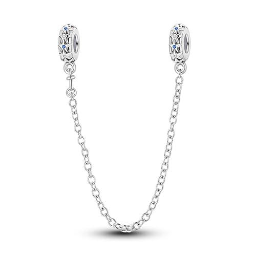 Teleye Glänzende Sterne Sicherheitskette Charm, Perlenarmband Charm, Fit für 3mm-4,5mm Armbänder von Teleye