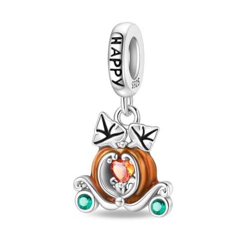 Teleye Happy Pumpkin Carriage Anhänger Charm, Perlenarmband Charm, Fit für 3mm-4,5mm Armbänder von Teleye