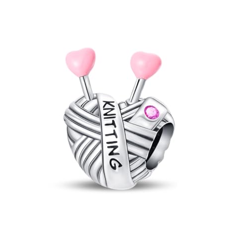 Teleye Herz - geformt gestrickt Perlen Charme, Perlenarmband Charme, Fit für 3mm-4,5mm Armbänder von Teleye