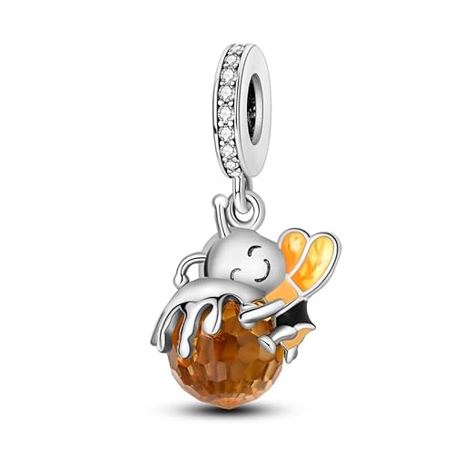 Teleye Honigbiene Honigglas Anhänger Charm, Perlenarmband Charm, Fit für 3mm-4,5mm Armbänder von Teleye