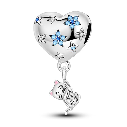 Teleye Katze Liebe Herz Ballon String Ornament Charm, Perlenarmband Charm, Fit für 3mm-4,5mm Armbänder Teleye Katze Liebe Herz Ballon String Ornament Charm, Perlenarmband Charm, Fit für 3mm-4,5mm Armbänder von Teleye
