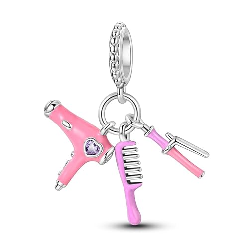 Teleye Lockenwickler, Haartrockner und Kamm Anhänger Charm, Perlenarmband Charm, Fit für 3mm-4,5mm Armbänder von Teleye