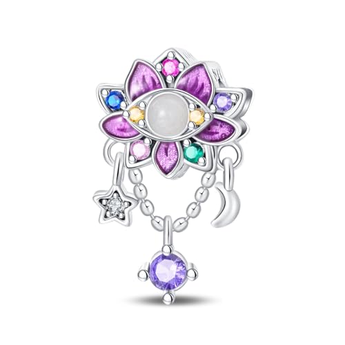 Teleye Lotus Beads Charm, Perlenarmband Charm, Fit für 3mm-4,5mm Armbänder von Teleye