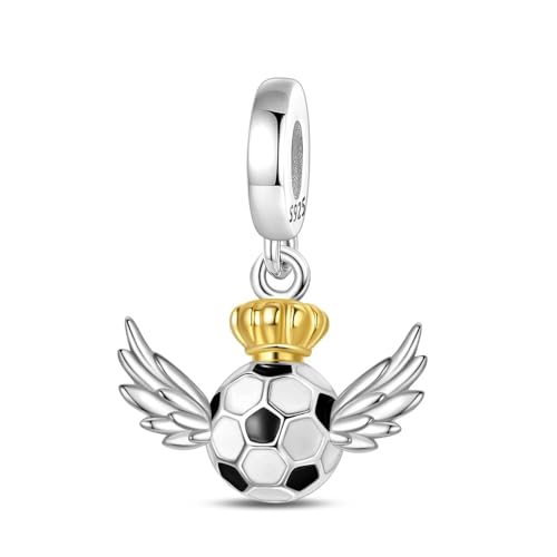 Teleye Lucky Football Anhänger Charm, Perlenarmband Charm, Fit für 3mm-4,5mm Armbänder von Teleye