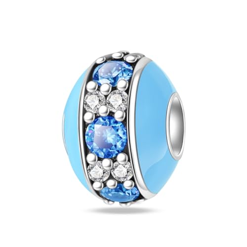 Teleye Macaron Blue Beads Charm, Perlenarmband Charm, passend für 3mm-4,5mm Armbänder von Teleye