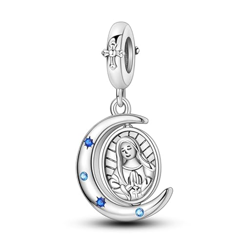 Teleye Mond - rotierende Jungfrau Karte Anhänger Charme, Perlenarmband Charme, Fit für 3mm-4,5mm Armbänder von Teleye