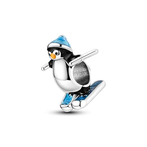 Teleye Penguin Skiing String Ornament Charm, Perlenarmband Charm, Fit für 3mm-4,5mm Armbänder von Teleye
