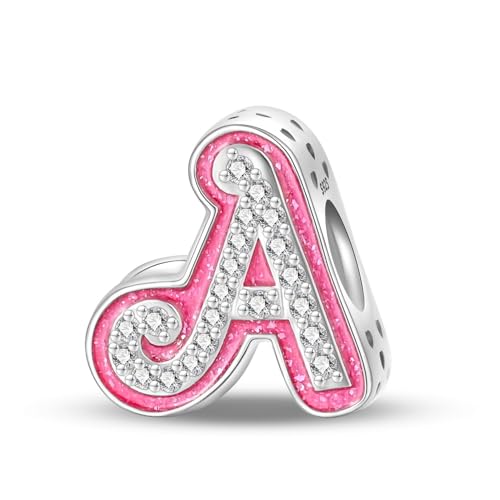 Teleye Pink Letter A Bead Charm, Perlenarmband Charm, passend für 3mm-4,5mm Armbänder von Teleye