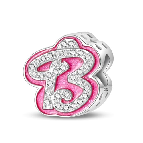 Teleye Pink Letter B Bead Charm, Perlenarmband Charm, passend für 3mm-4,5mm Armbänder von Teleye