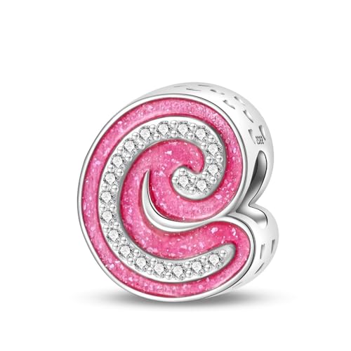 Teleye Pink Letter C Bead Charm, Perlenarmband Charm, passend für 3mm-4,5mm Armbänder von Teleye