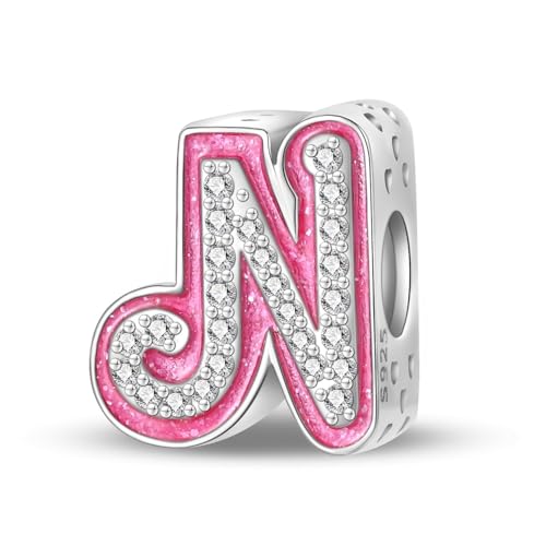 Teleye Pink Letter N Bead Charm, Perlenarmband Charm, passend für 3mm-4,5mm Armbänder von Teleye